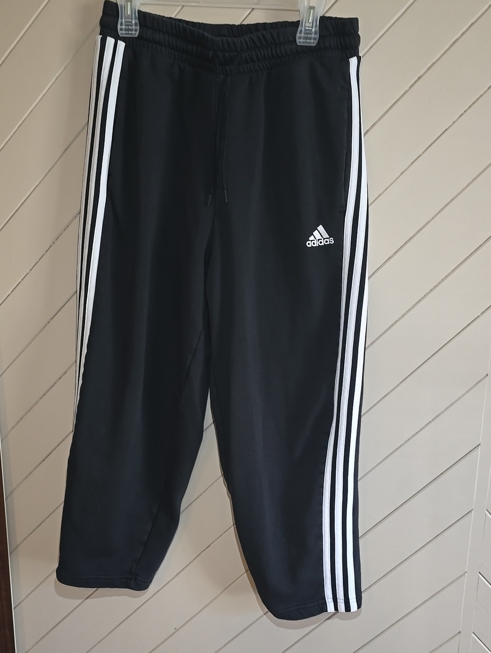 Boys adidas Black Jogger Pants with White Side Stripes